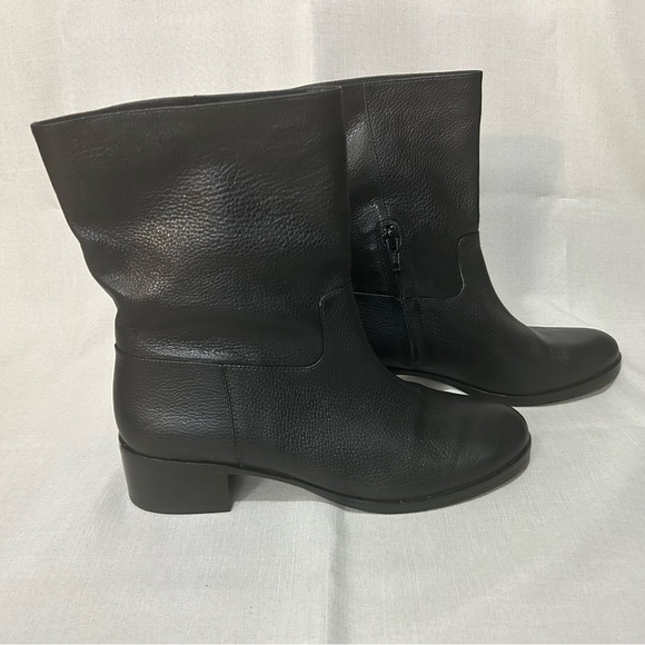 Michael Kors black leather low ankle boots booties block heel - Picture 3 of 6